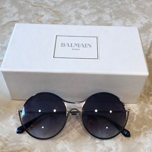 BALMAIN Round Blue, Black and Gold Sunglasses